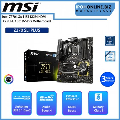 MSI Z370 SLI PLUS Intel Z370 LGA 1151 DDR4 HDMI 3 x PCI-E 3.0 x 16 Slots Motherboard MSI Z370 SLI PLUS Intel Z370 LGA 1151 DDR4 HDMI 3 x PCI-E 3.0 x 16 Slots Motherboard